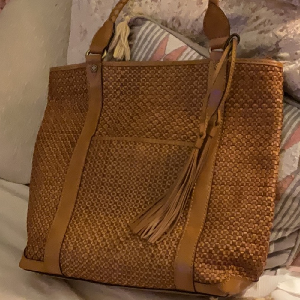 NWTS! Patricia Nash Rena Leather Woven Tassel Tote Bag - Picture 8 of 12